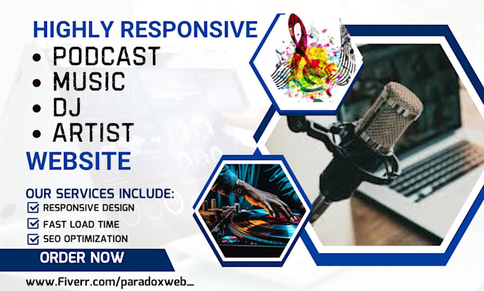 Gig Preview - Design podcast website music online radio artist audio dj studio radio website