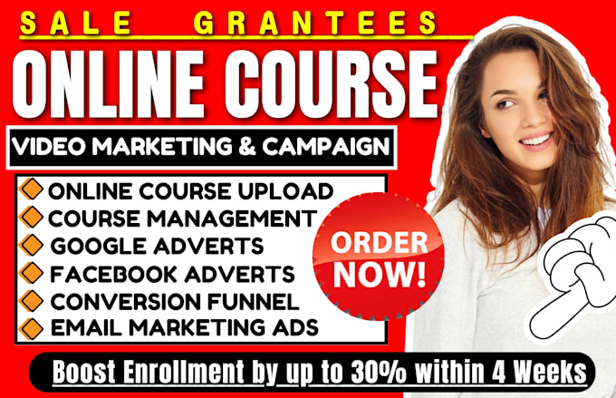 Gig Preview - Online course marketing promotion, udemy thinkific course promotion sales funnel