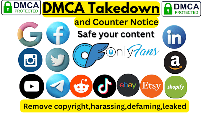 Gig Preview - Takedown content on shopify,google,ig,fb,onlyfans,tiktok,reddit,yt,x under dmca