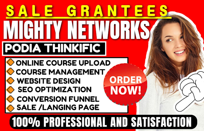 Gig Preview - Setup mighty networks podia thinkific learnworlds course website katra funnel