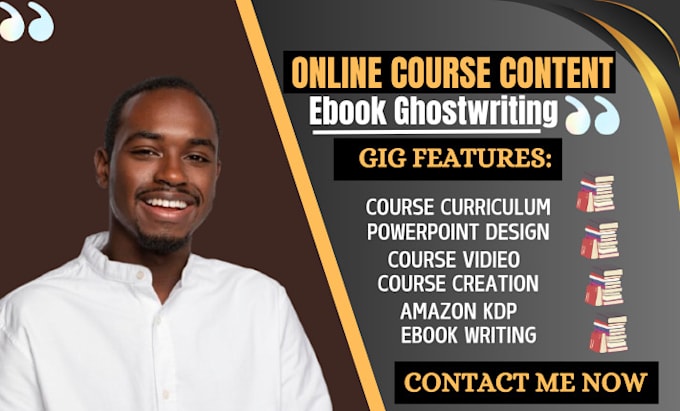 Gig Preview - Do elearning courses, online course content, course creation and ebook writing