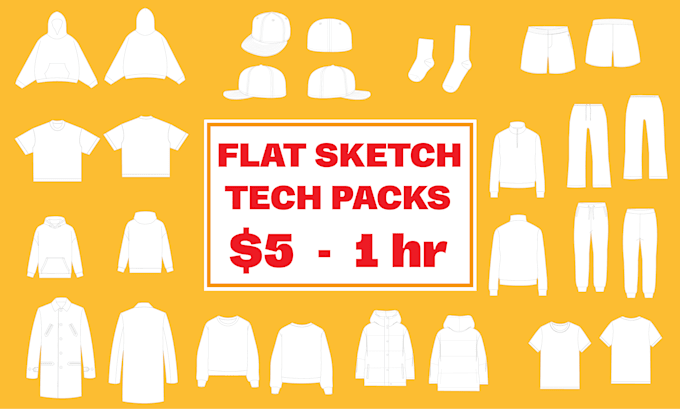 Bestseller - do any fashion technical flat sketch and clothing tech packs