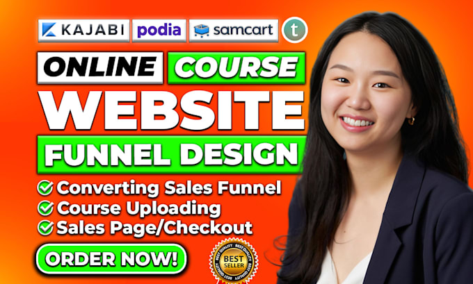 Gig Preview - Build online course website, thinkific, teachable, kajabi, systeme sales funnel