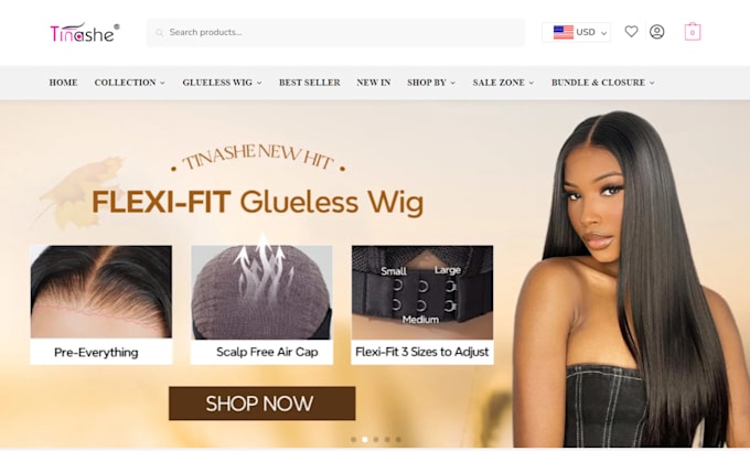 Gig Preview - Build 7figure hair extension store beauty wix website wix hair extension store