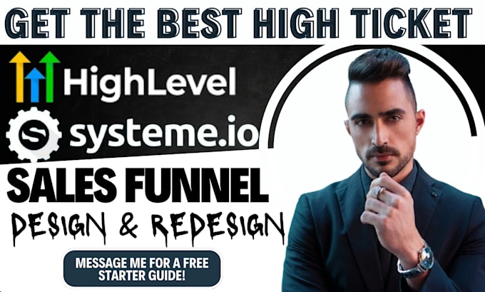 Gig Preview - High ticket gohighlevel sales funnel, landing page, sales funnel in systeme io