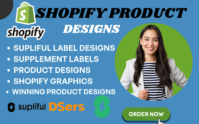 Gig Preview - Design custom supliful labels, product designs, shopify store graphics, dsers