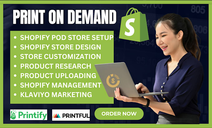 Gig Preview - Do shopify print on demand store pod product  t shirt design printiful printify