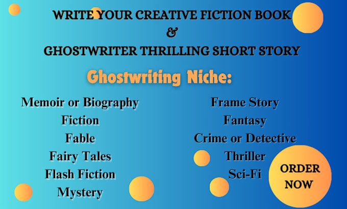 Gig Preview - Write your creative fiction book, ghostwrite thrilling short story