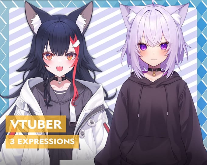 Gig Preview - Do custom vtuber model,png tuber design,chibi design,animated gif 2d live stream