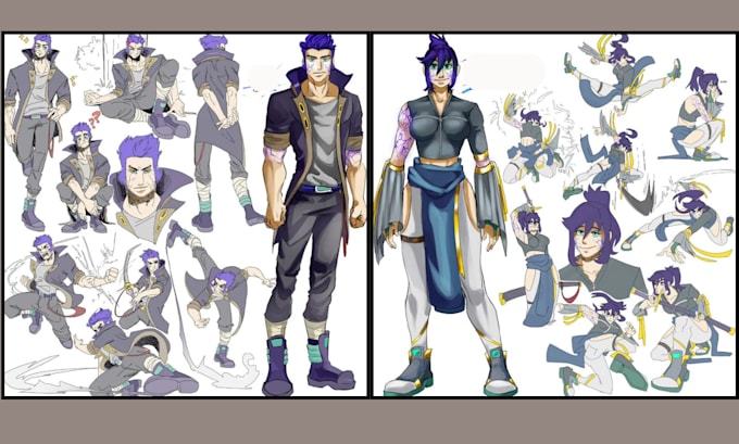 Gig Preview - Draw reference sheet concept art of anime character design