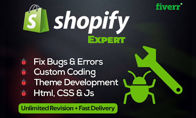 Gig Preview - Do shopify custom coding, bug fixing and customization