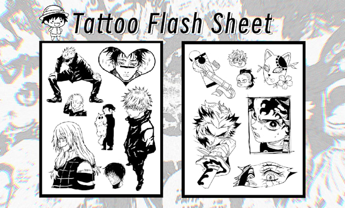 Gig Preview - Make an anime tattoo designs flash sheet