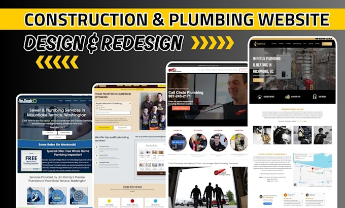 Gig Preview - Build construction,contractor website,solar, plumbing,hvac, roofing website