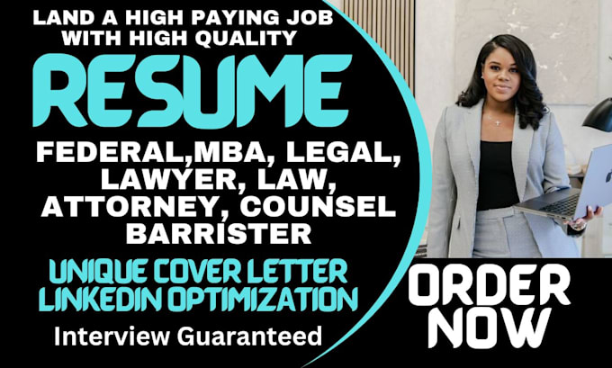 Gig Preview - Craft federal resume for usajobs,  ksa, legal, law, MBA, barrister attorney