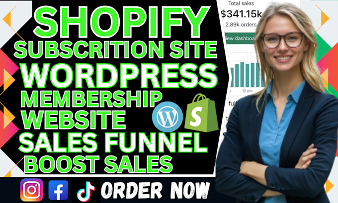 Bestseller - design shopify wordpress membership subscription website redesign wix website