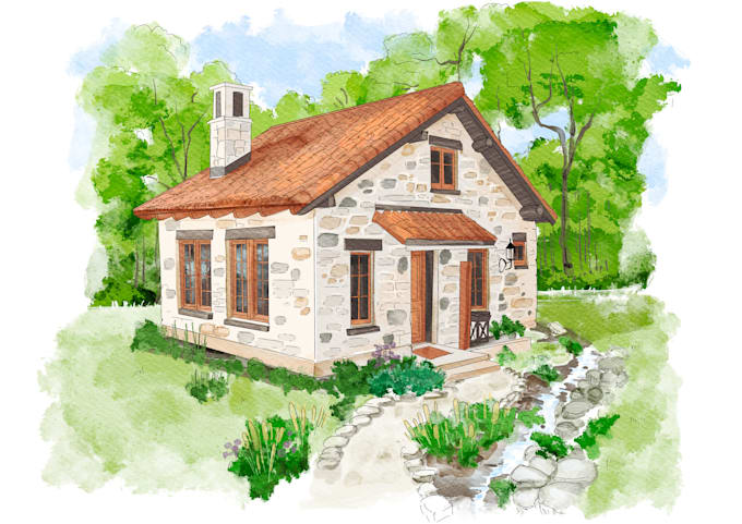 Gig Preview - Draw house illustration watercolor style