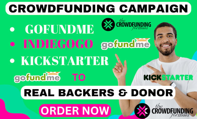 Gig Preview - Crowdfunding promotion for kickstarter gofundme indiegogo fundraising campaign