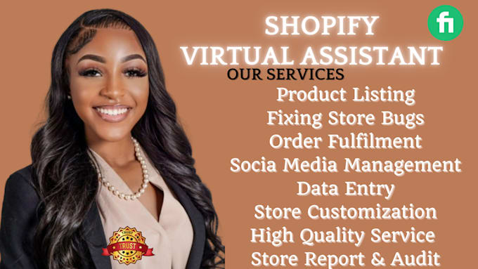 Gig Preview - Do shopify virtual assistant, store manager for shopify sales marketing