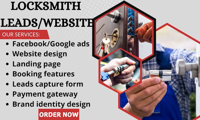 Gig Preview - Generate hot locksmith garage door leads via facebook ads landing page website