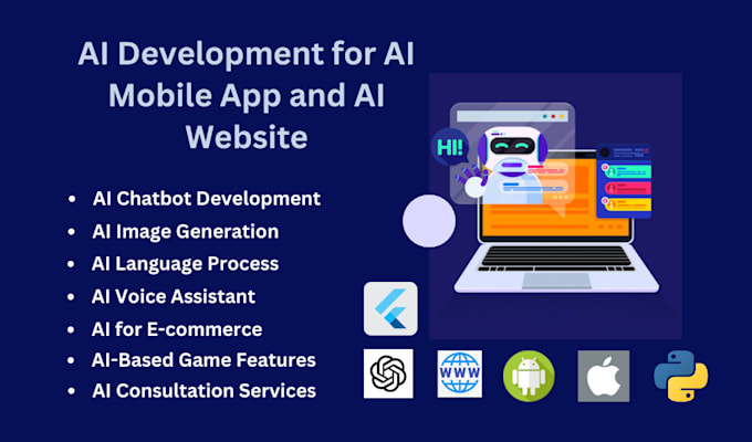 Gig Preview - Create ai chatbot mobile app and personal assistant website