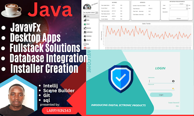 Gig Preview - Build java gui, desktop apps with javafx, swing, CSS , exe