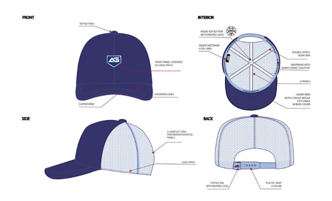 Gig Preview - Design a hat, hat design, cap tech pack and cap design