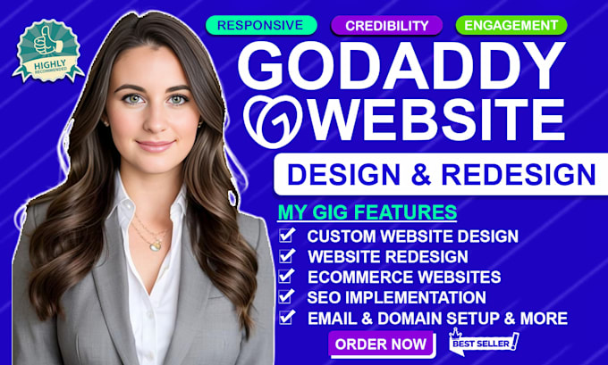 Gig Preview - Godaddy website redesign godaddy website design develop godaddy website design