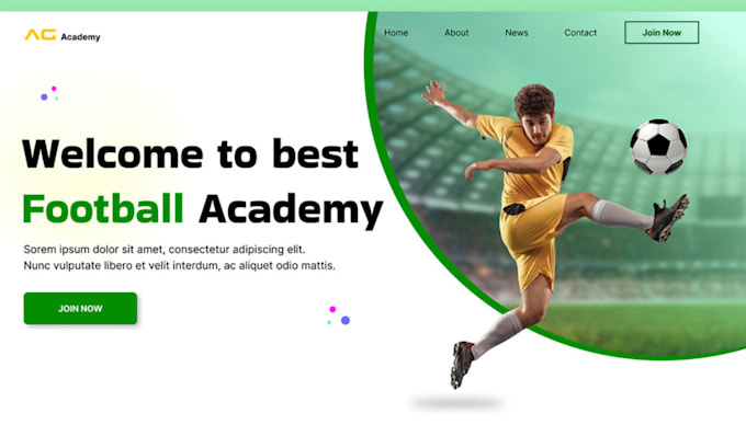 Gig Preview - Design football website, soccer academy website, football academy website