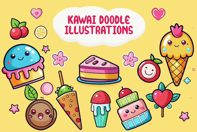 Gig Preview - Draw cute kawaii doodle art illustration, for stickers, emoticon, anything