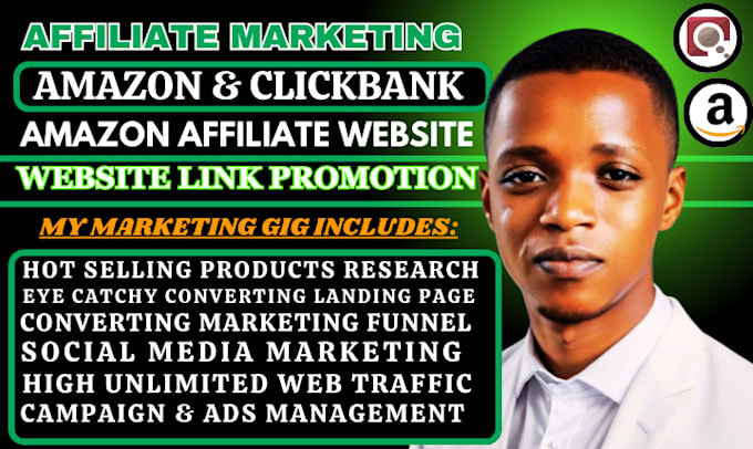 Gig Preview - Do skyrocket affiliate marketing amazon website clickbank promotion sales funnel