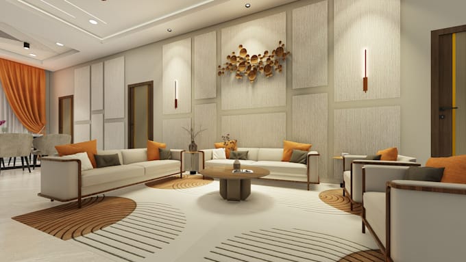 Gig Preview - Do modern interior living room design for you