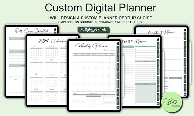 Gig Preview - Design digital planner, journal, digital products for etsy