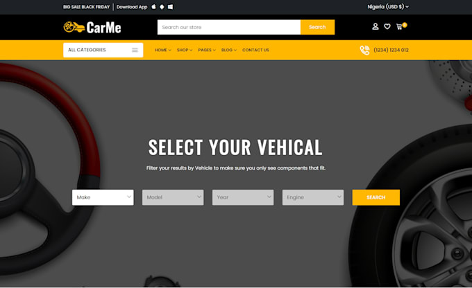 Gig Preview - Automotive parts ecommerce website, auto part shopify store auto part website