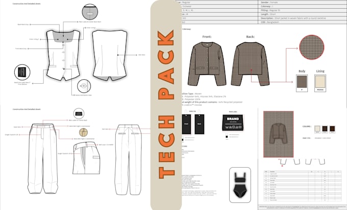 Gig Preview - Create fashion technical sketches and tech packs for fashion design