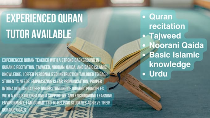 Gig Preview - Teach you online quran recitation, memorization, and tajweed