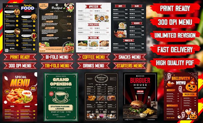 Gig Preview - Food menu design, restaurant menu design, food flyer