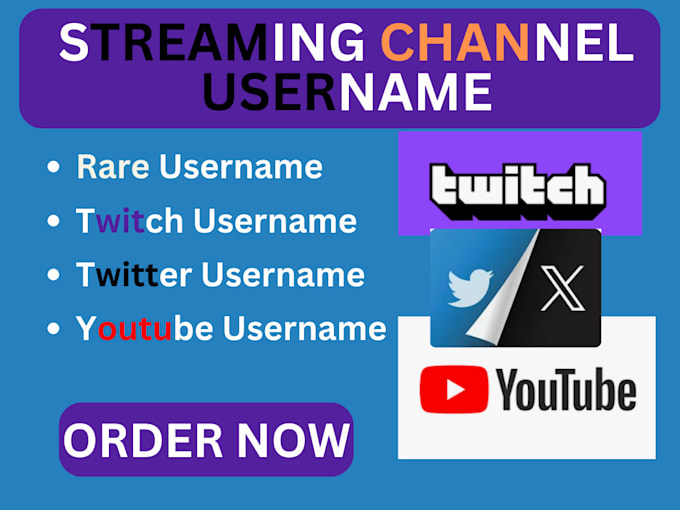 Gig Preview - Find rare twitch youtube twitter username to your channel name and business name