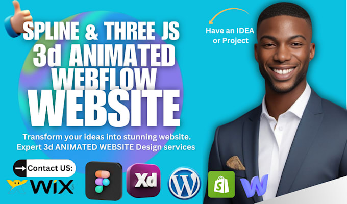 Bestseller - 3d animated webflow 3d animated website webflow landing page 3d spline model 3js