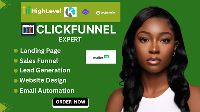 Gig Preview - Do salesfunnel landing page in clickfunnel, kajabi, lead page, mailerlite funnel