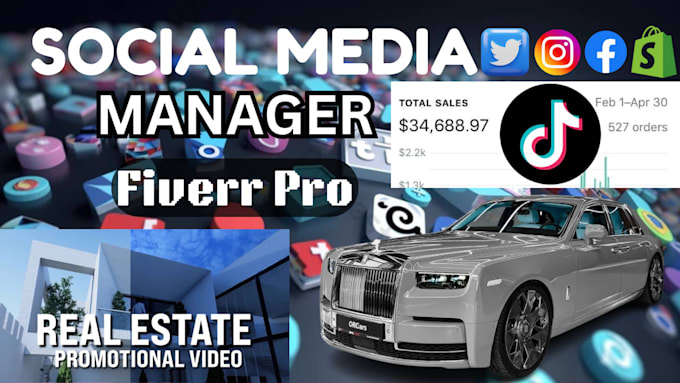 Gig Preview - Social media manager, shopify marketing, tiktok videos, fb, instagram promotion