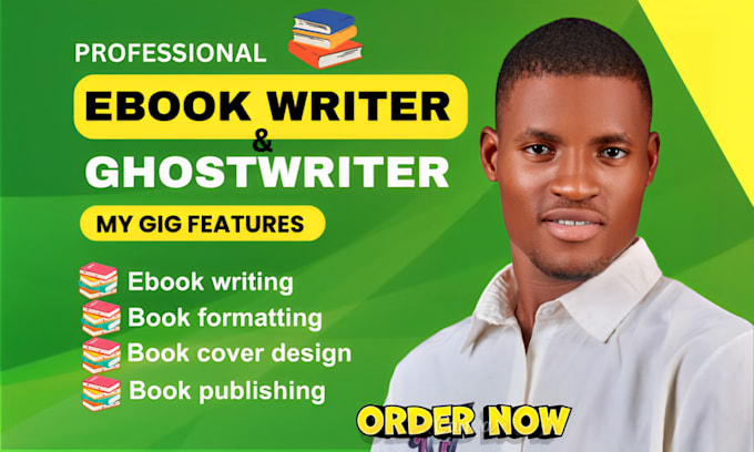 Gig Preview - Be your ebook ghostwriter, book writer, fiction ghostwriter, book formatting