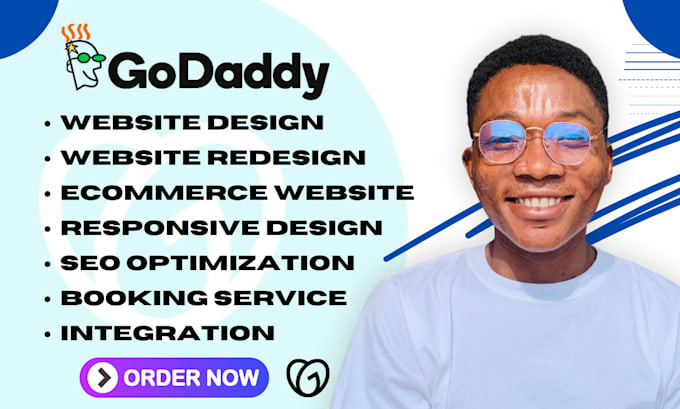 Gig Preview - Do goddady website design godaddy redesign design wix website do godaddy seo