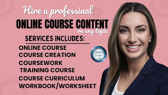 Gig Preview - Create online course content course creation worksheet course curriculum ppt