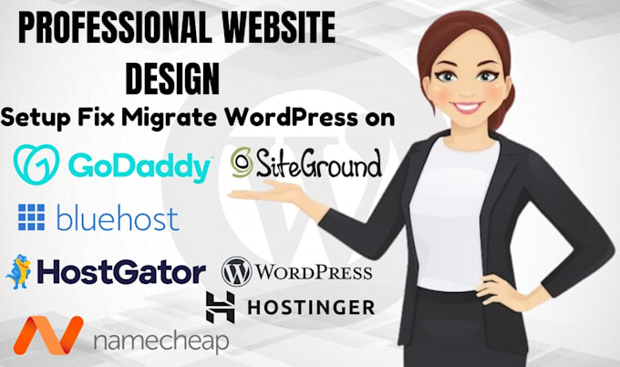 Gig Preview - Set up wordpress website on bluehost, godaddy, siteground, namecheap, hostinger