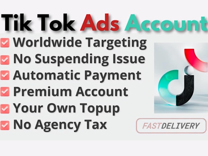 Gig Preview - Create tiktok ads agency account, tiktok ads account