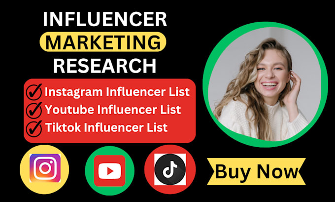 Gig Preview - Find best instagram, youtube, tiktok influencers list for influencer marketing