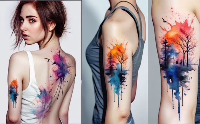 Gig Preview - Design a amazing watercolor tattoo for you