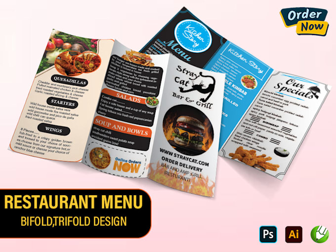 Gig Preview - Do  bifold or trifold brochure design,  flyer design, menu trifold, price list