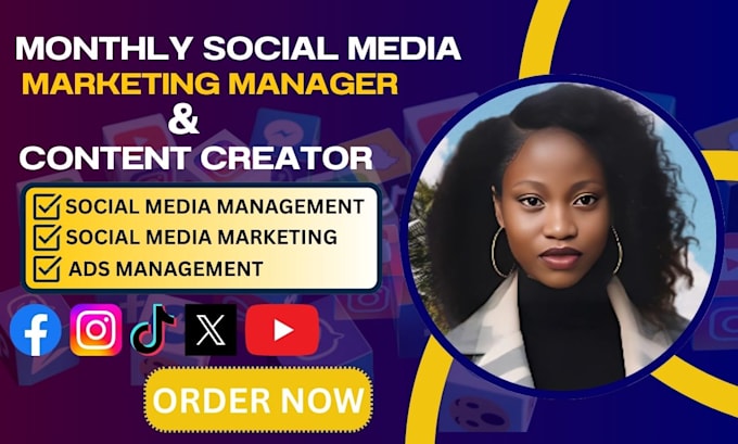 Gig Preview - Be your monthly social media marketing manager and content creator