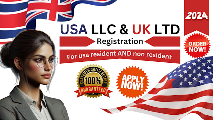 Gig Preview - Do usa llc registration or uk ltd registration, get ein number for non resident